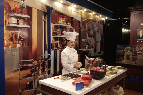 Chocolate sellers enjoying holiday cheer