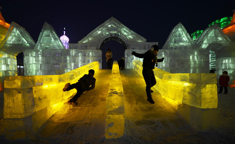 Playing at Ice and Snow World in Harbin