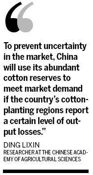 China's cotton output to shrink