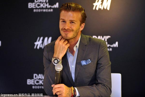 Beckham promotes clothing line in Beijing