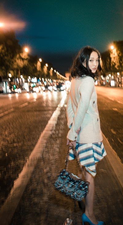 Zhou Xun's street style in Paris