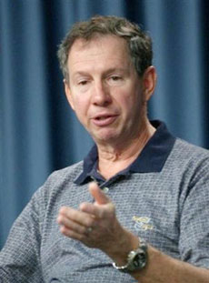 NASA Administrator Michael Griffin fields questions during a news conference at Kennedy Space Center in Cape Canaveral, Fla. Friday, May 20, 2005. (AP