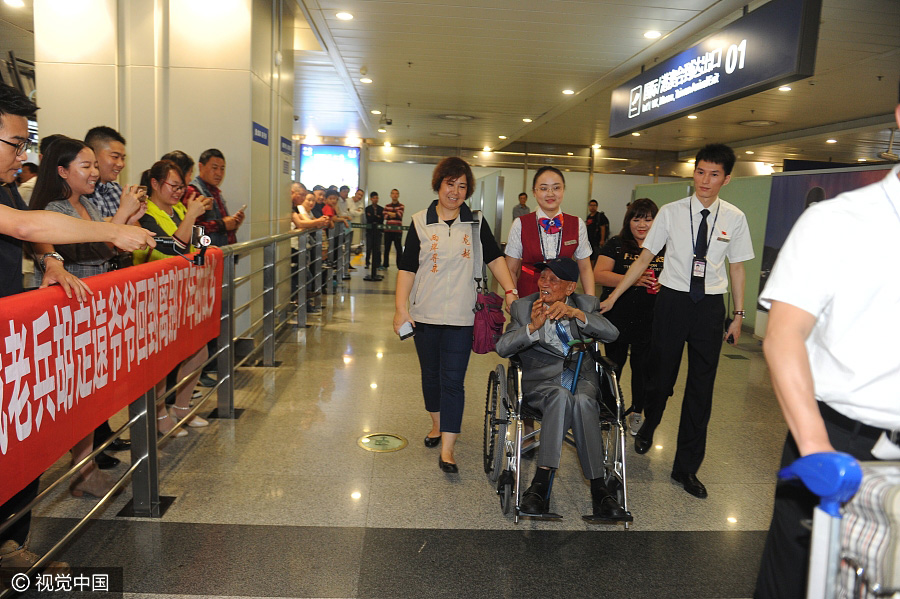 97-year-old Taiwan-based veteran returns to mainland hometown after 77 years