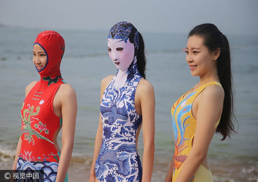 'Facekini' beauties attract plenty of attention at the beach