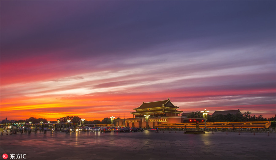 Different shades of Beijing sky: Blue to violet