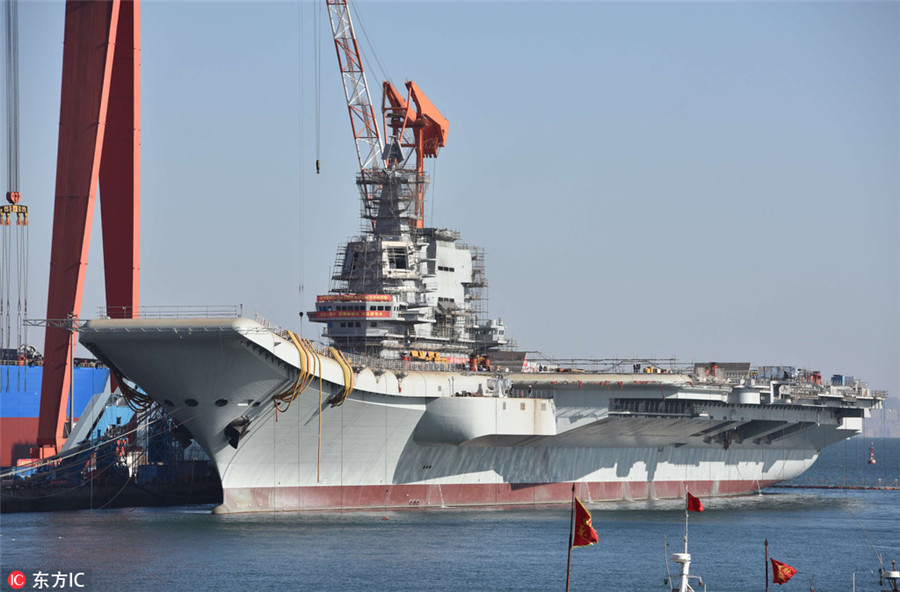 China's first domestically built aircraft carrier completes outfitting