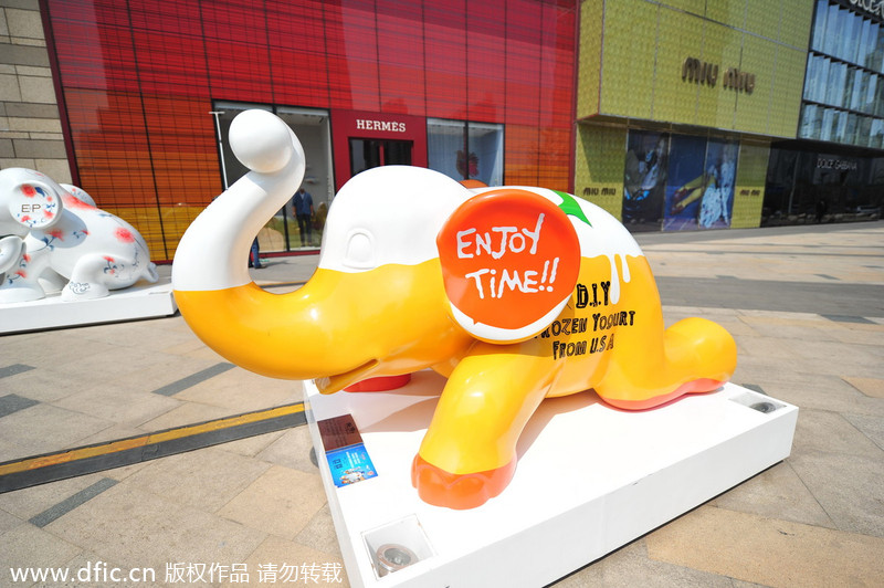 Elephant statues line Shenyang street