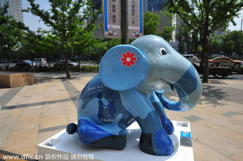 Elephant statues line Shenyang street