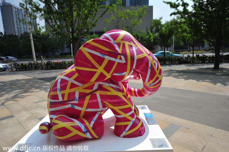 Elephant statues line Shenyang street