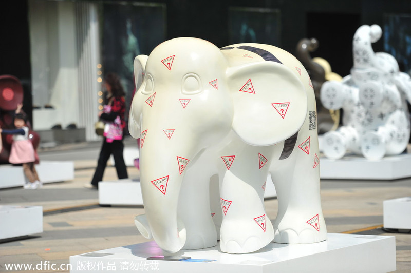 Elephant statues line Shenyang street