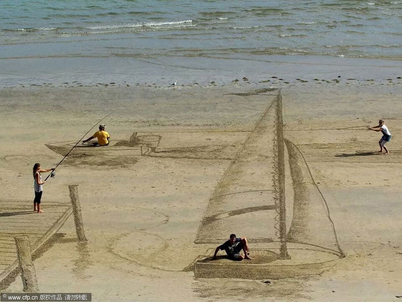 Awesome 3D beach art in New Zealand