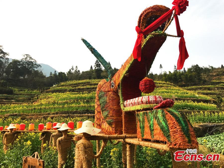 China's most beautiful village adds straw creations