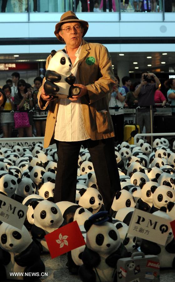 Paper pandas seen at Hong Kong International Airport