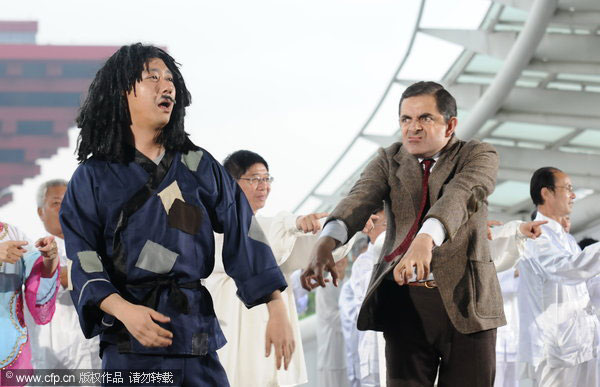 Mr Bean entertains the audience in Shanghai