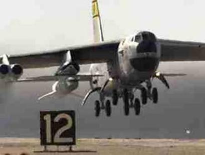 NASA's famous B-52B mothership takes off at 1:10 p.m. PST on November 16, 2004, from Edwards Air Force Base in California, carrying the third X-43A scramjet on the nose of a modified Pegasus booster rocket. The unmanned experimental jet broke a world record for speed by accelerating to about 7,000 miles per hour high over the Pacific Ocean in a NASA test of cutting-edge engine technology. The X-43A aircraft apparently reached a speed of just under Mach 10 -- nearly ten times the speed of sound -- after the jet separated from a booster rocket, officials said. [Reuters]