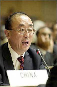 The Chinese Minister of Health Gao Qiang is seen during the World Health Organisation (WHO) annual assembly on the opening day of the meeting in Geneva. China has signed an agreement with the UN health agency to allow technical cooperation with Taiwan, health minister Gao Qiang said.(AFP/