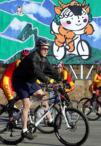 No matter where he goes, or how far, US President George W. Bush's passion for cycling always travels with him and so does his fancy mountain bike. 