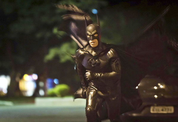 Batman patrols streets in Brazil