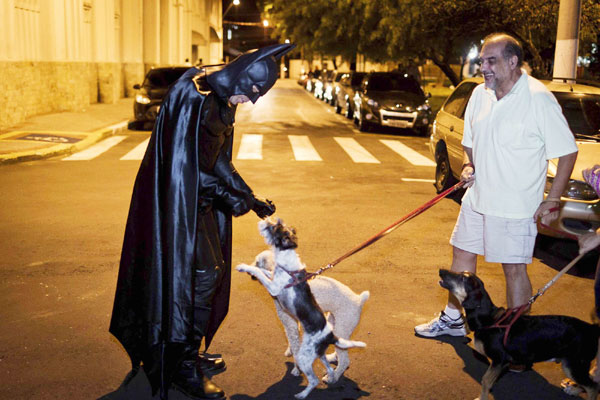 Batman patrols streets in Brazil