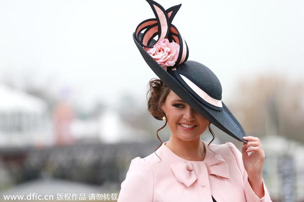 Ladies in beautiful hats at Cheltenham