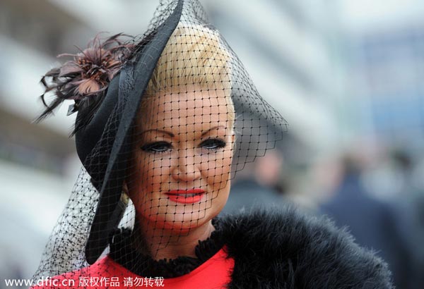 Ladies in beautiful hats at Cheltenham