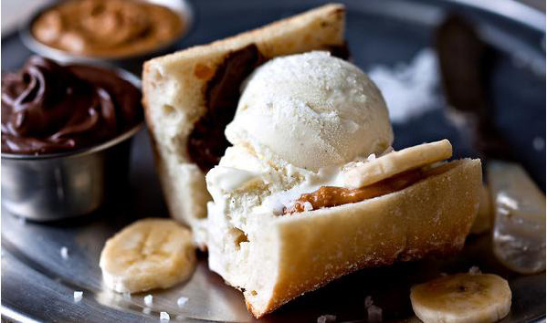 Peanut butter and chocolate ice cream sandwiches