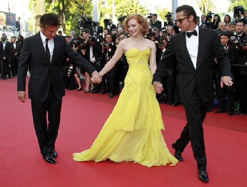 Pitt and Jolie at screening of film 'The Tree of Life' at 64th Cannes Film Festival