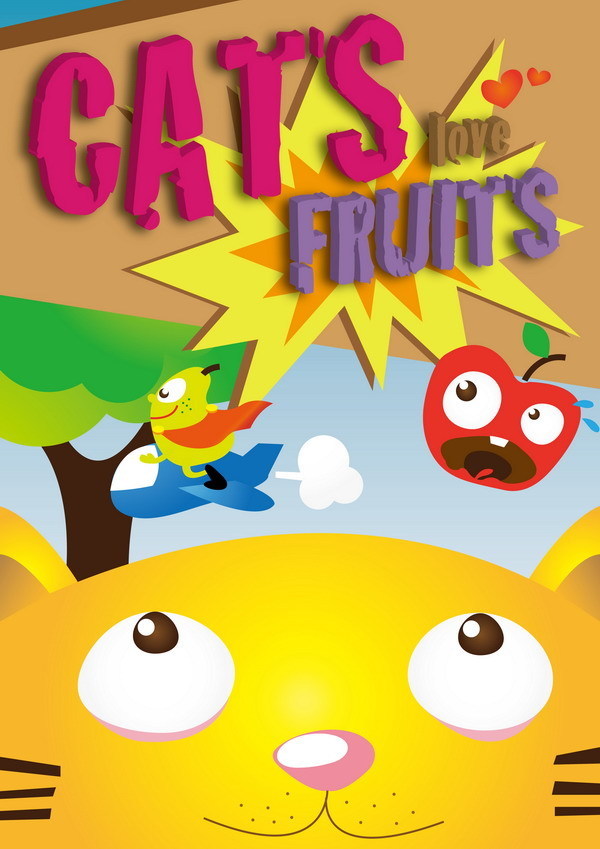 Poster: cats love fruites