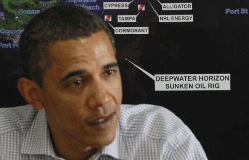 BP capturing oil from Gulf gusher, Obama slams firm