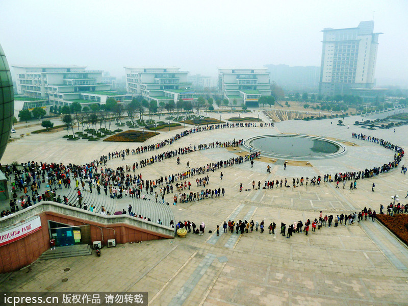 Diligent students wait for library doors to open