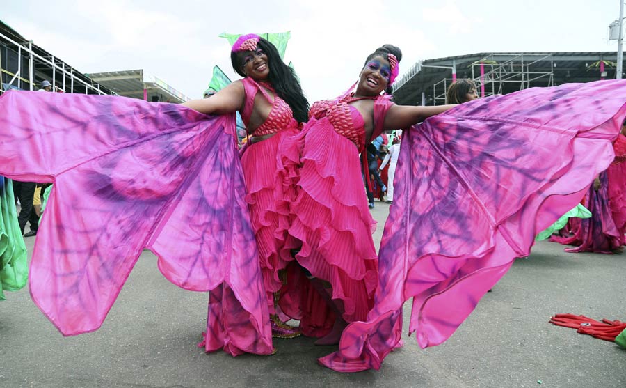 Revellers gather at Trinidad and Tobago Carnival