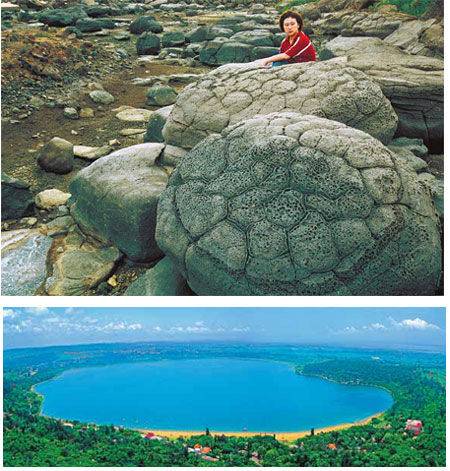 A lake carved by volcanic gushes