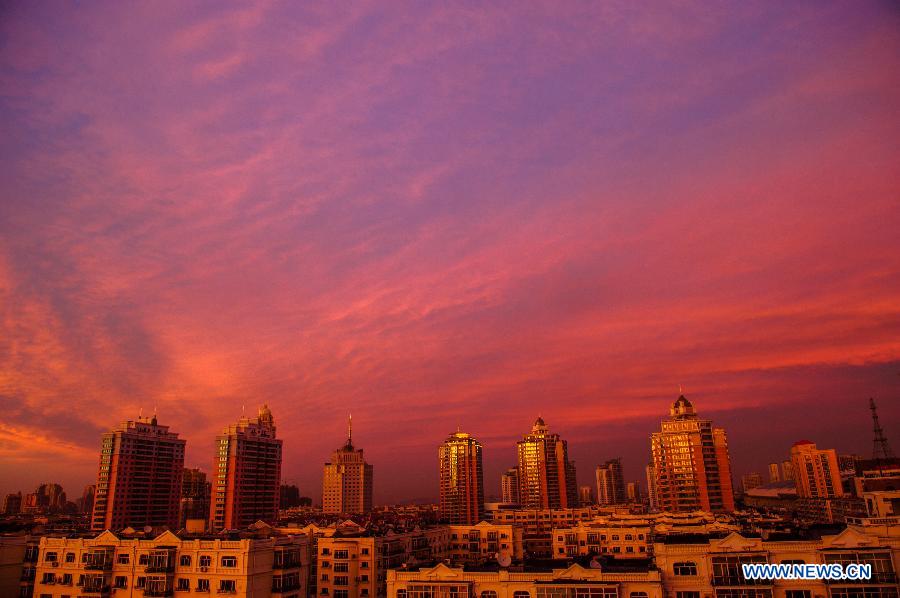 Marvelous sunset glow in China's Harbin