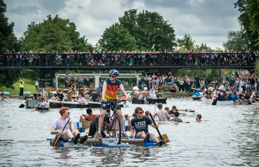 Cambridge students celebrate end of exams with cardboard boat race