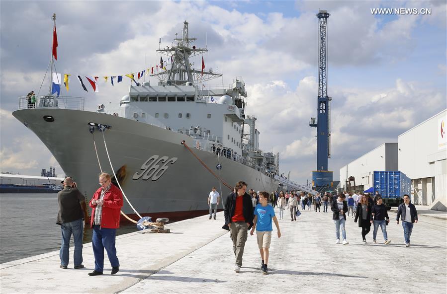 PLA Navy frigates introduced to visitors at Port of Antwerp, Belgium