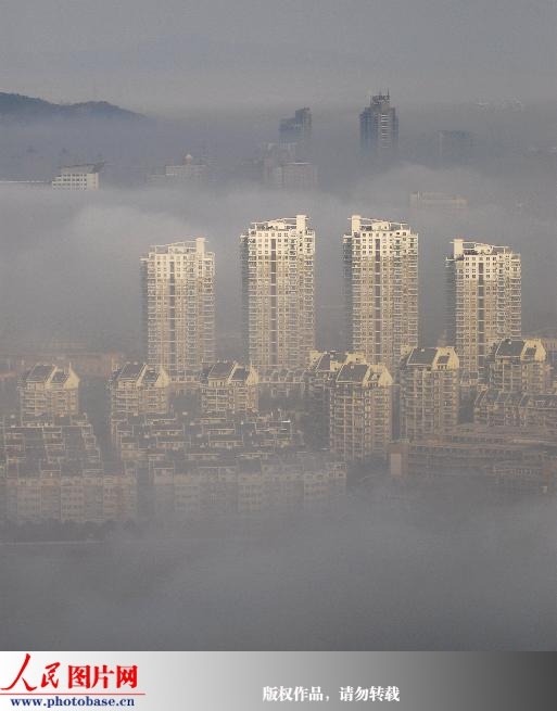 浙江溫嶺霧中的“海市蜃樓”